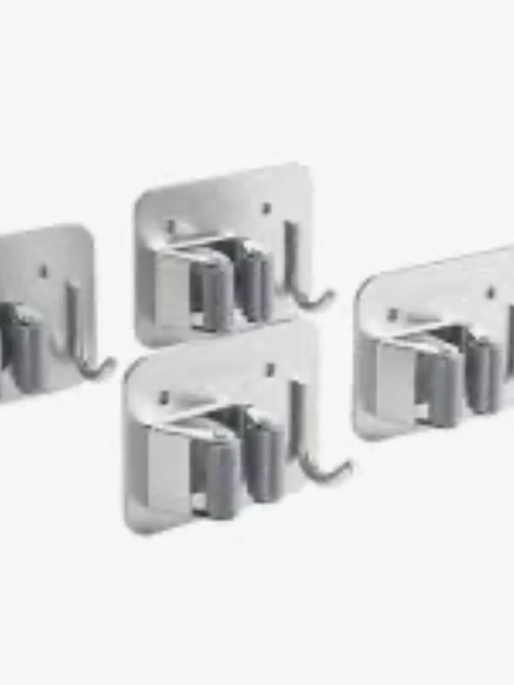 Stainless Steel Mop and Broom Holder with Hooks  Set of 4